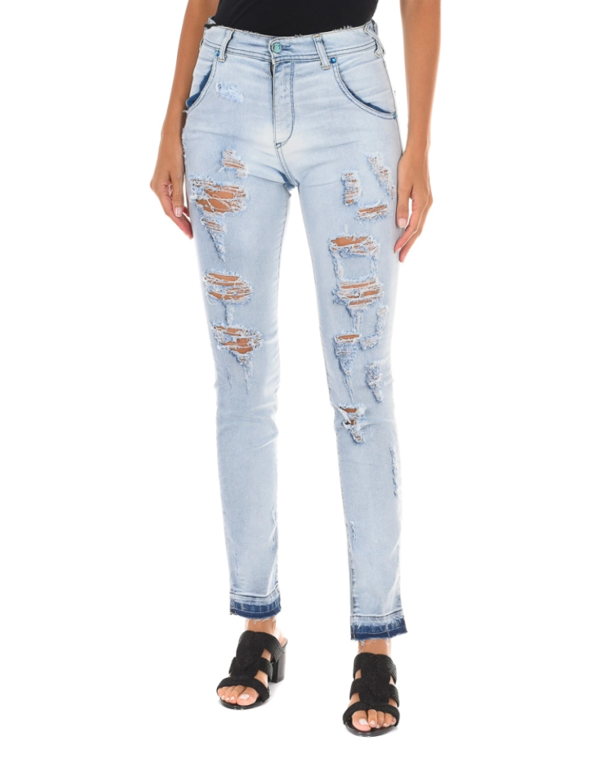 Met - Calça jeans comprida desgastada e efeito rasgado 10DBF0803 mulher