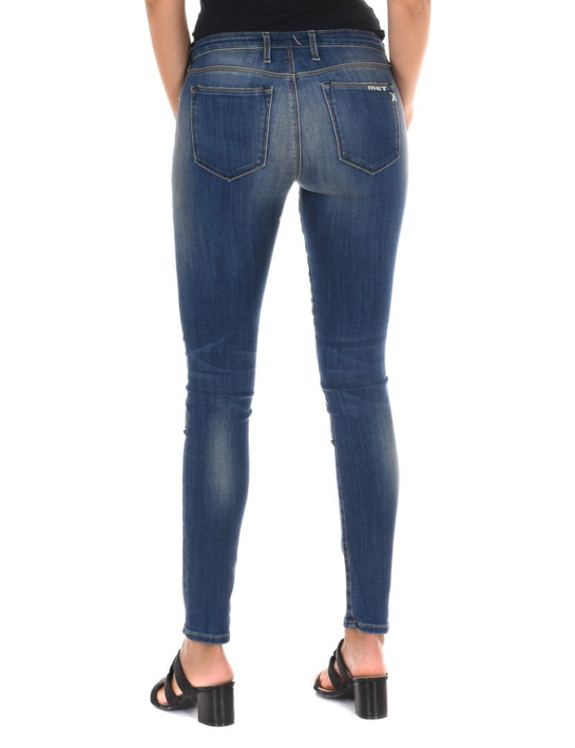 imagem de Calças jeans compridas efeito desgastado com bainha estreita 10DB50350 mulher3