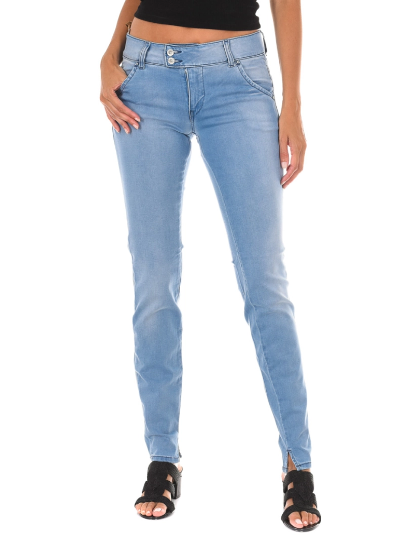 Met - Calça jeans comprida efeito usado em tecido elástico 70DBF0518 mulher