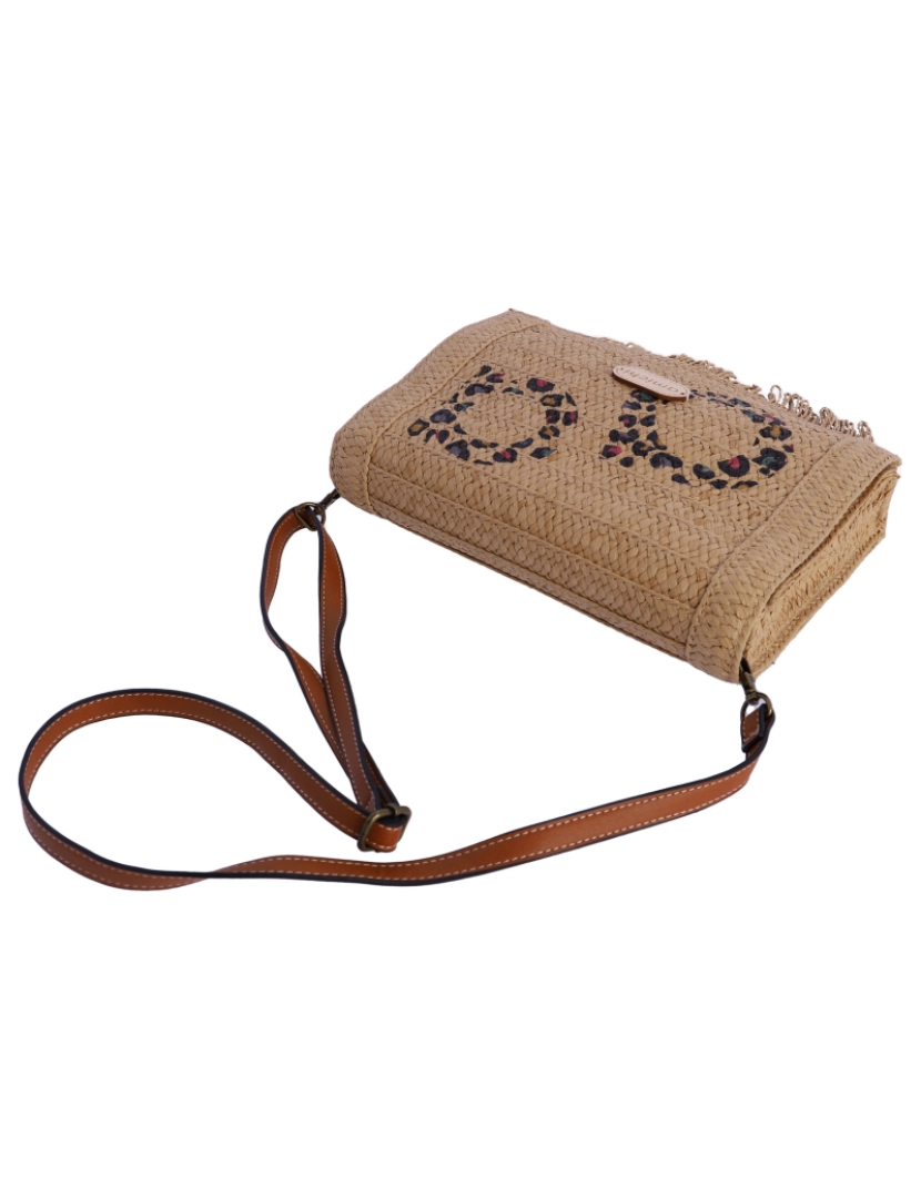 imagem de Bolso Bandolera Para Mulher Amichi Romana De Rafia Em Natural Con Solapa5