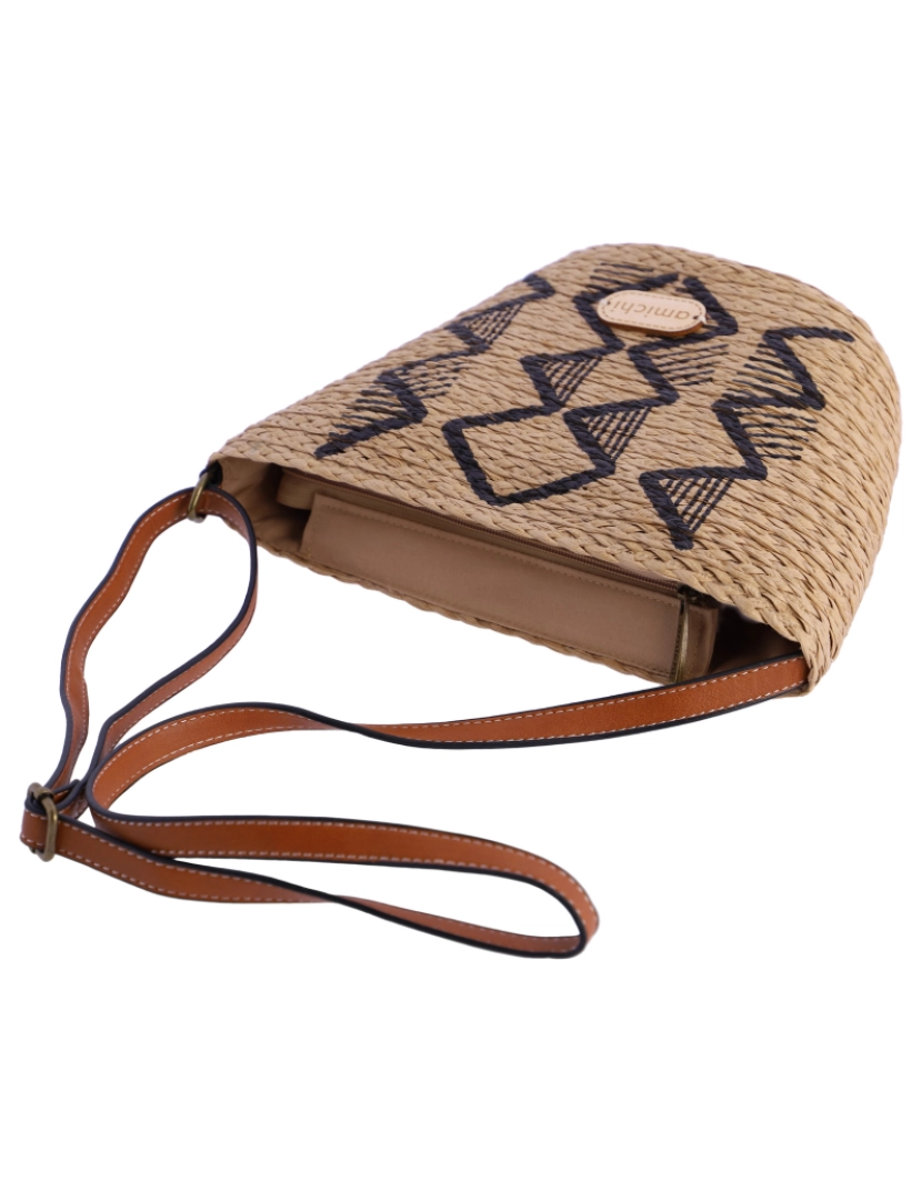 imagem de Bolso Bandolera Para Mulher Amichi Rosana De Rafia Natural Com Cremallera4