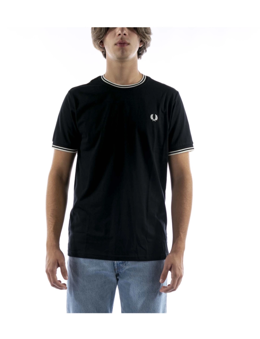 Fredperry - T-Shirt Preta Fred Perry Twin Tipped