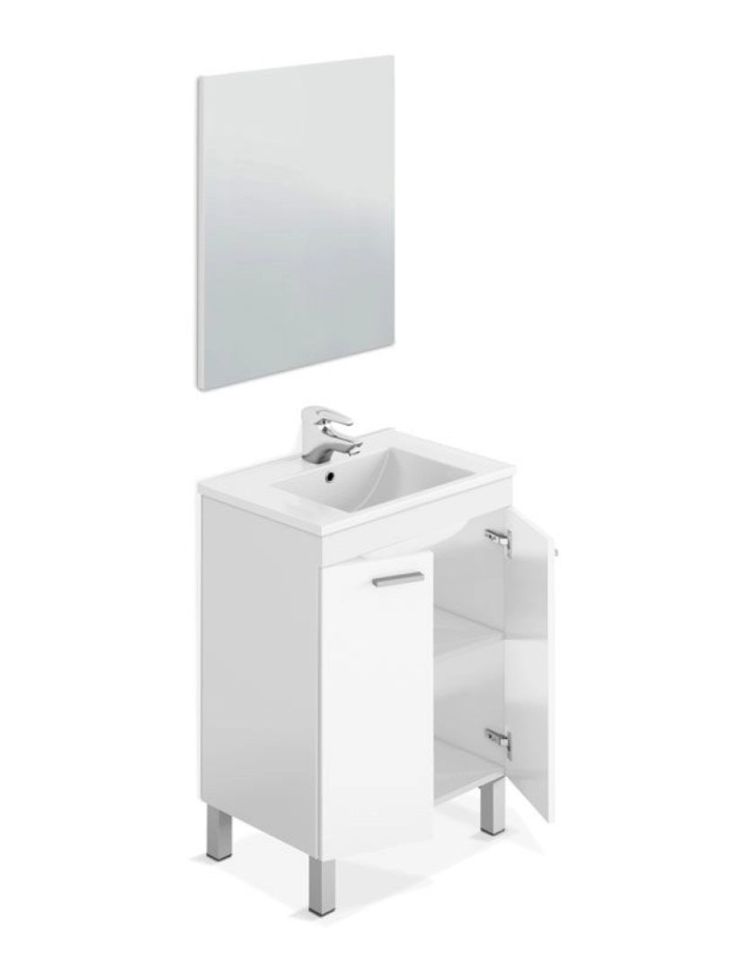 imagem de Mueble de baño con espejo LC1 60 Blanco Brillo 60 x 80 x 45 cm2