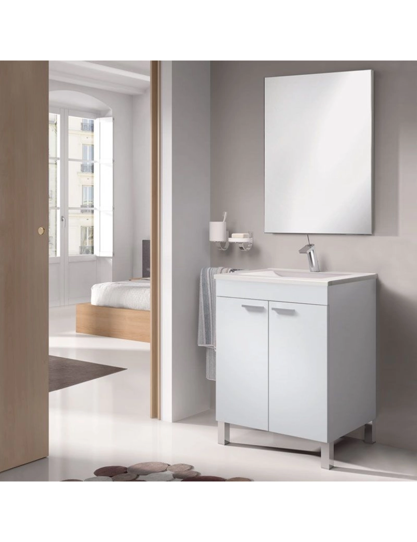 imagem de Mueble de baño con espejo LC1 60 Blanco Brillo 60 x 80 x 45 cm3