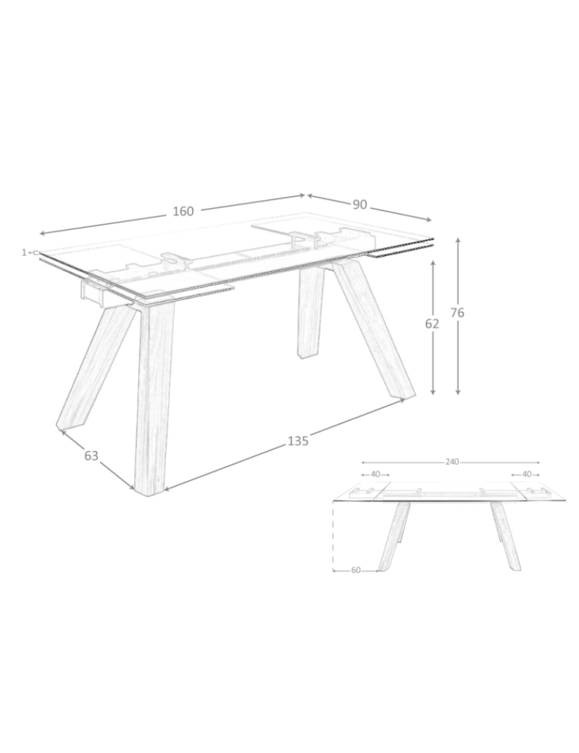 imagem de Mesa de jantar extensível retangular vidro temperado5