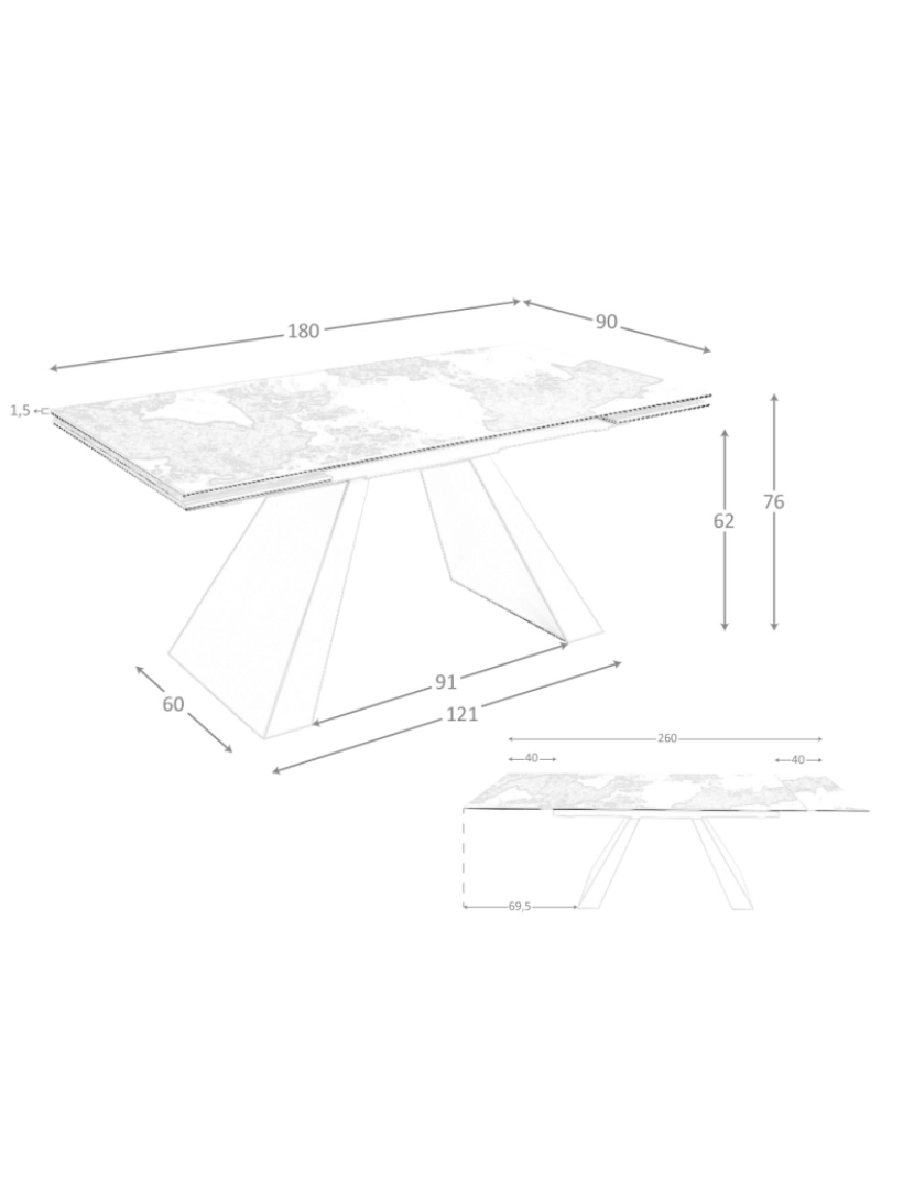 imagem de Mesa de jantar extensível retangular mármore porcelânico5