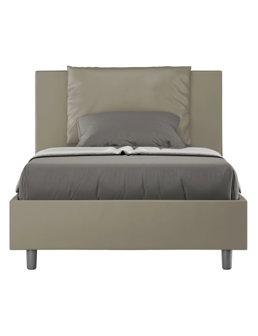 Ityhome - Cama de corpo e meio sem estrado estofada 120x190 pele sintética cappuccino Antea