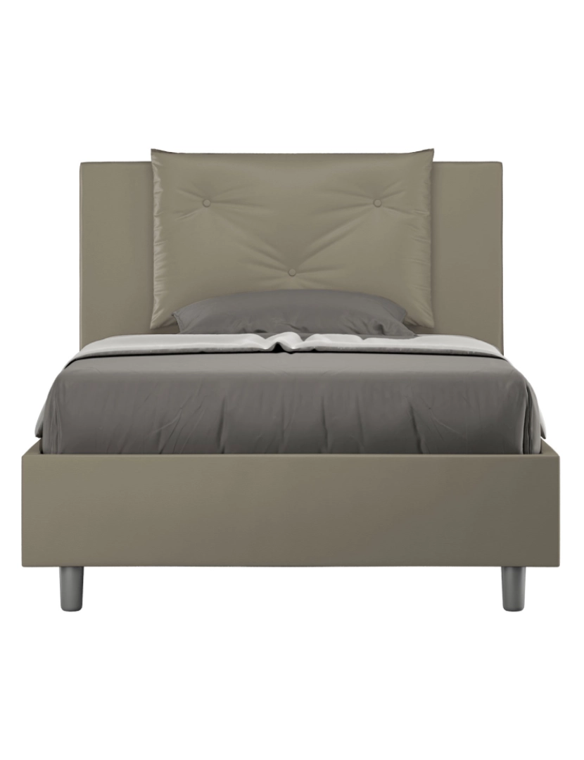 Ityhome - Cama de corpo e meio sem estrado estofada 120x190 pele sintética cappuccino Appia