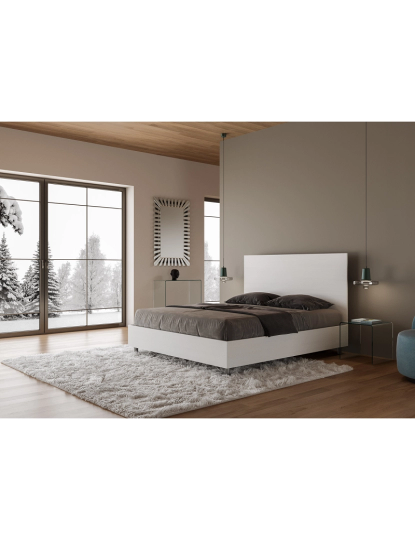 imagem de Cama de casal queen size sem estrado 160x190 cinza branca New Egos4