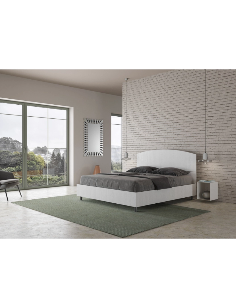 imagem de Cama de casal queen size sem estrado 160x200 cinza branca Dora3