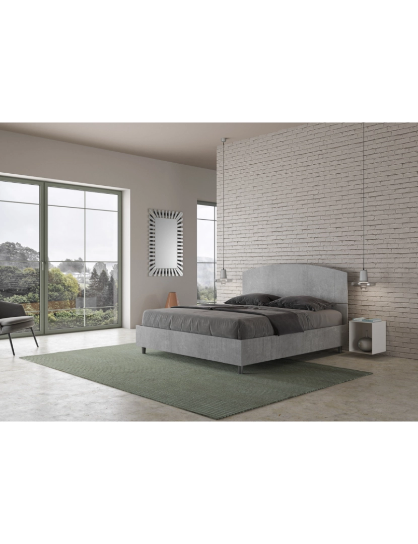 imagem de Cama de casal queen size sem estrado 160x200 cimento Dora3