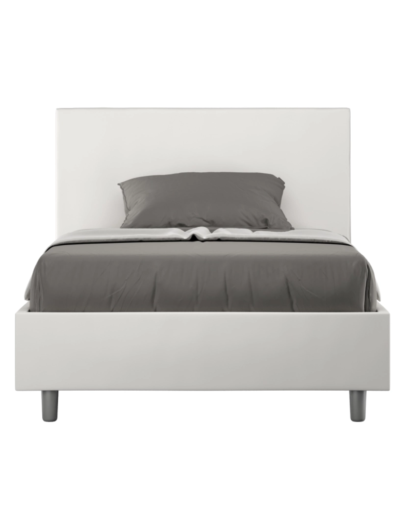 Ityhome - Cama de corpo e meio con estrado estofada 120x200 pele sintética branco Adele