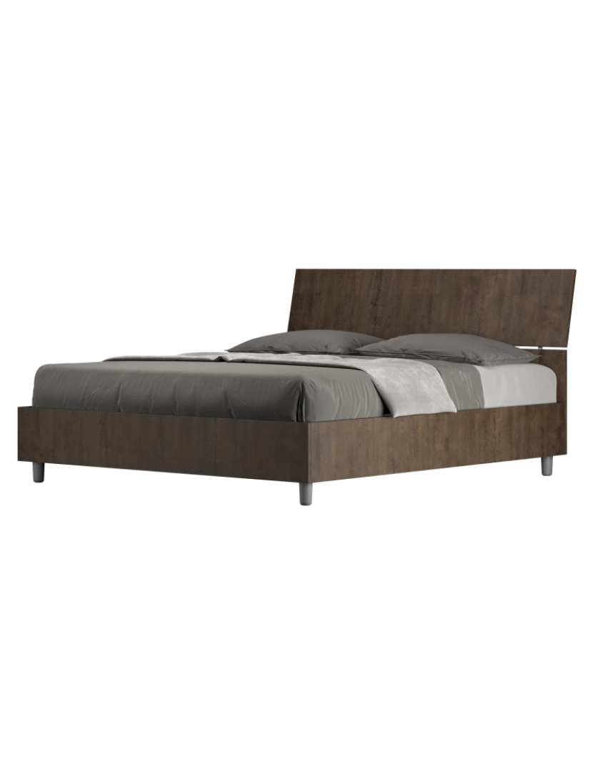 Ityhome - Cama de casal queen size con estrado 160x200 cabeceira inclinada nogueira Demas