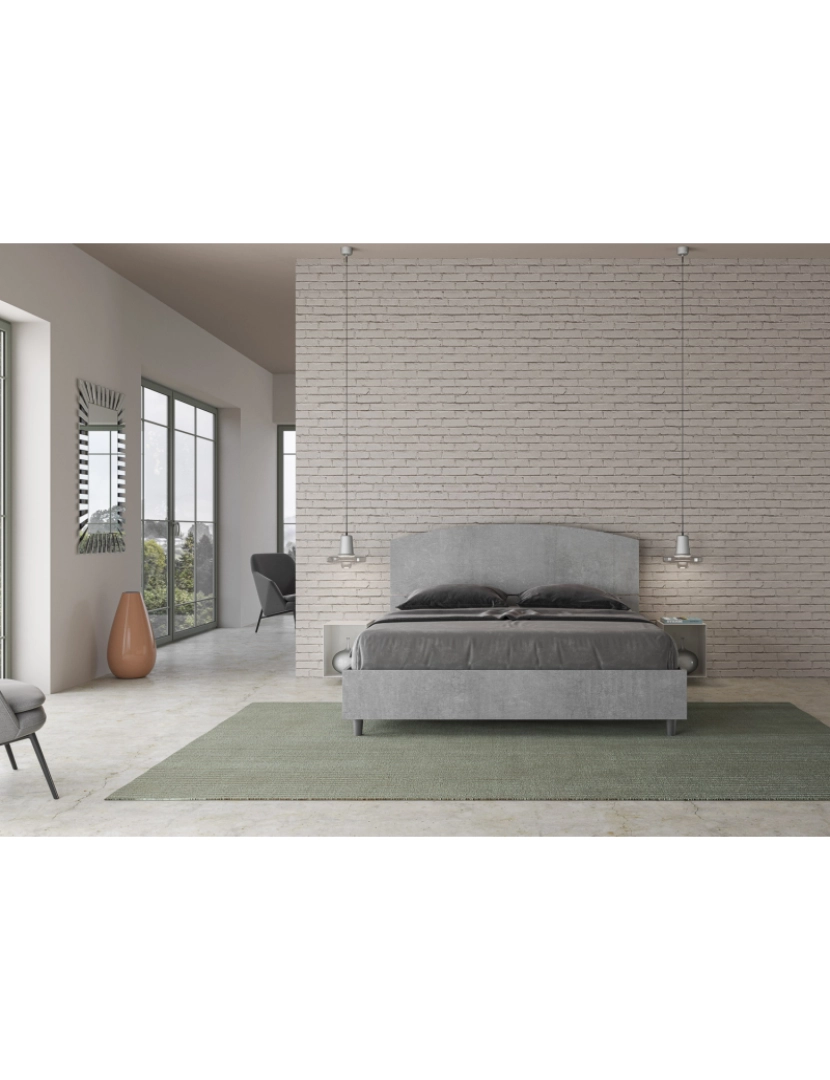 imagem de Cama de casal queen size con estrado 160x190 cimento Dora2