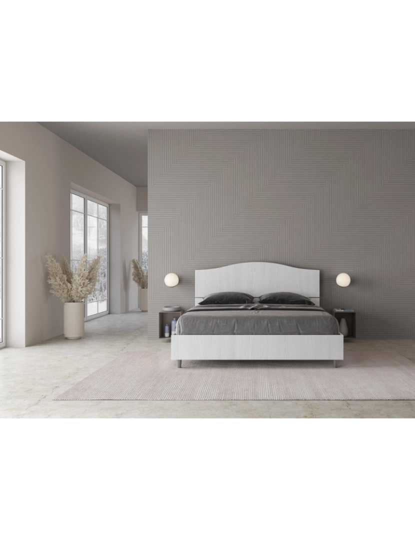 imagem de Cama de casal queen size con estrado 160x190 cinza branca Dores2