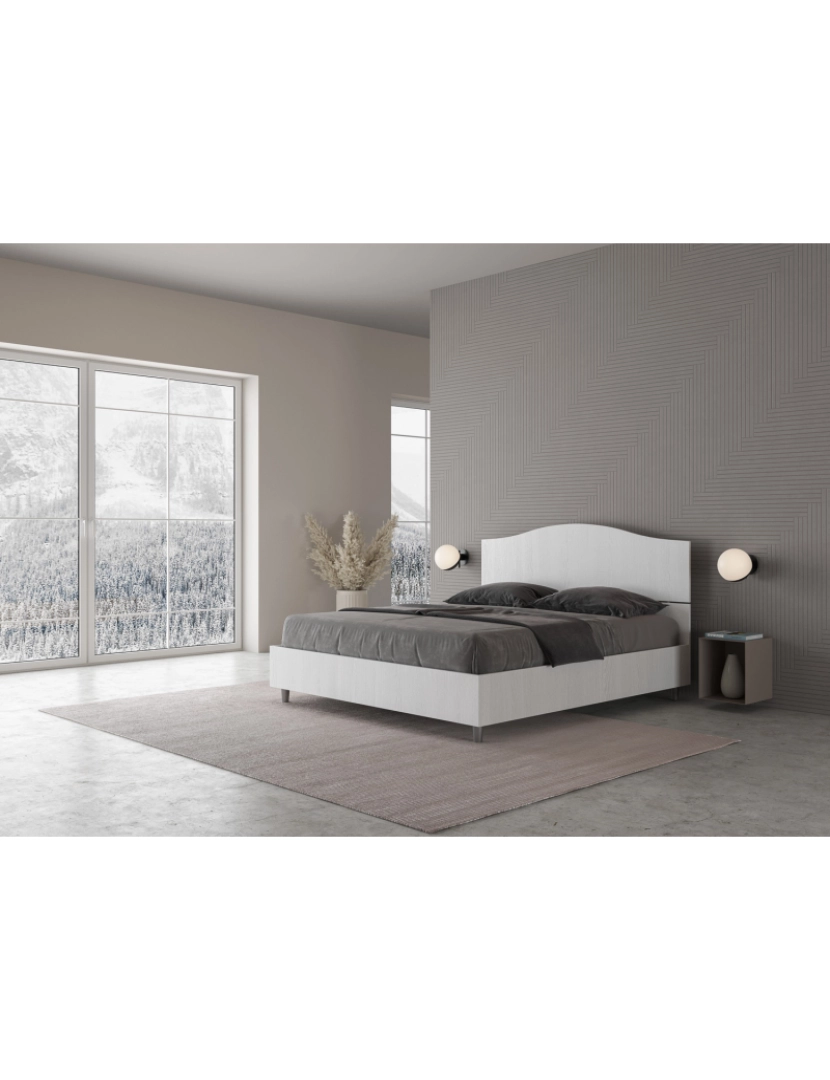 imagem de Cama de casal queen size con estrado 160x190 cinza branca Dores3