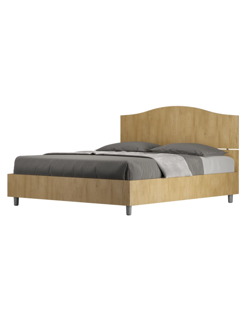 Ityhome - Cama de casal queen size con estrado 160x190 carvalho natural Dores