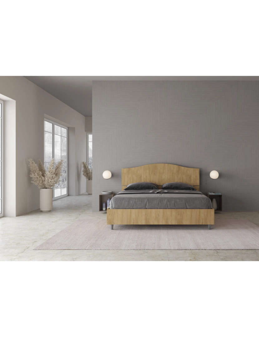 imagem de Cama de casal queen size con estrado 160x190 carvalho natural Dores2