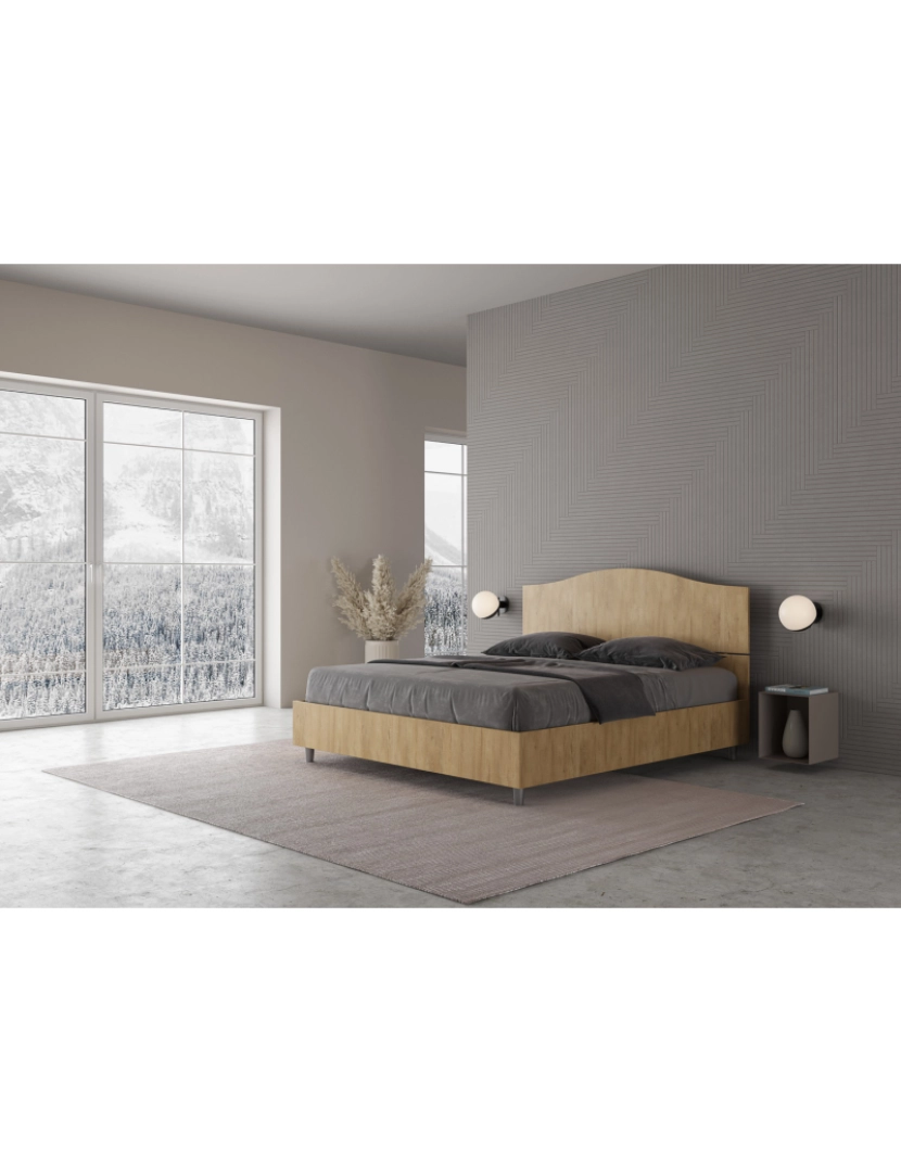 imagem de Cama de casal queen size con estrado 160x190 carvalho natural Dores3