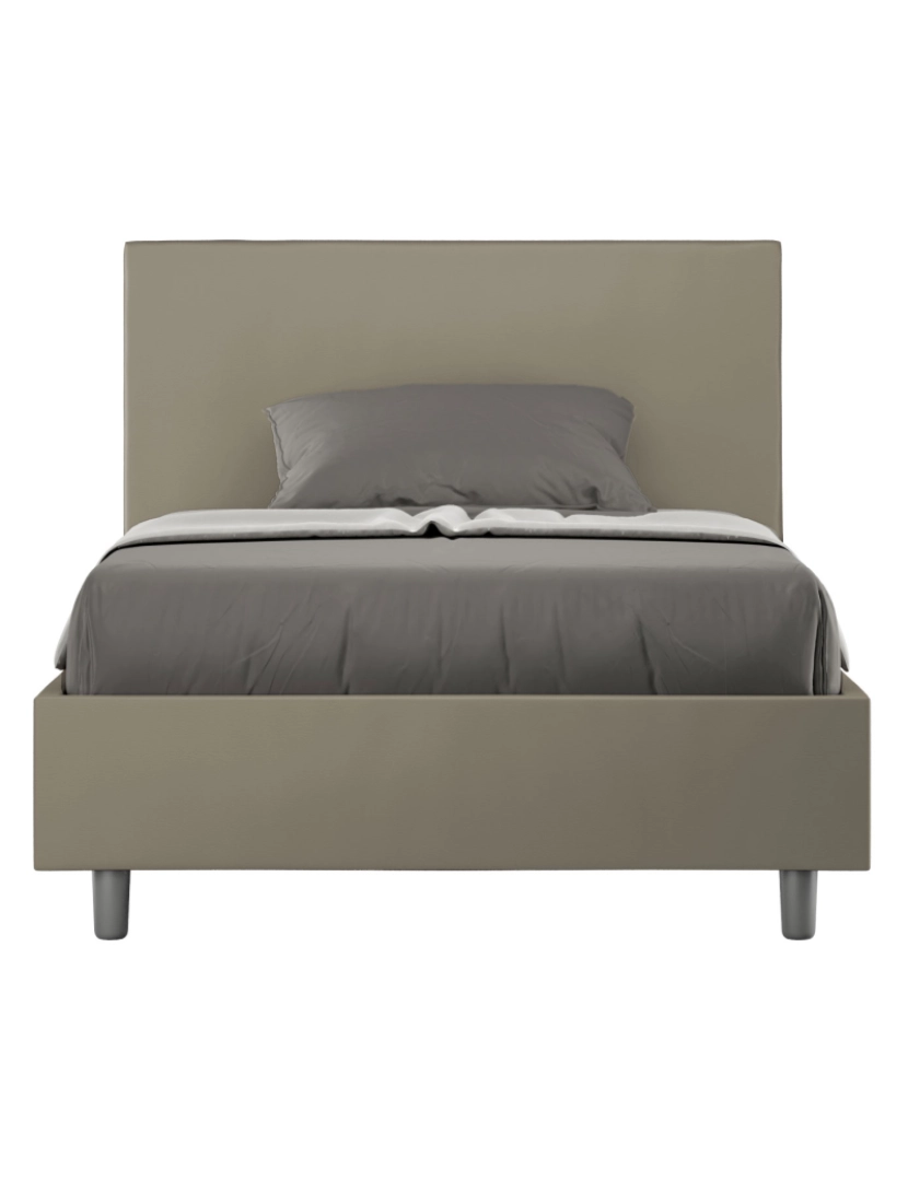 Ityhome - Cama de corpo e meio com arrumação estofada 120x190 pele sintética cappuccino Adele