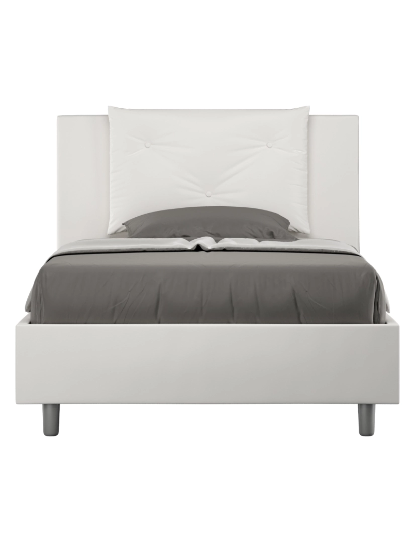 Ityhome - Cama de corpo e meio com arrumação estofada 120x190 pele sintética branco Appia