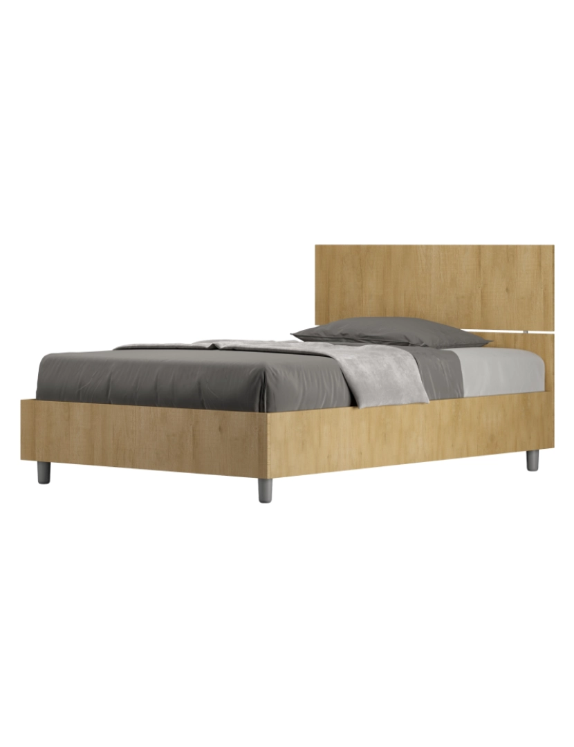 Ityhome - Cama de corpo e meio com arrumação 120x200 cabeceira reta carvalho natural Demas