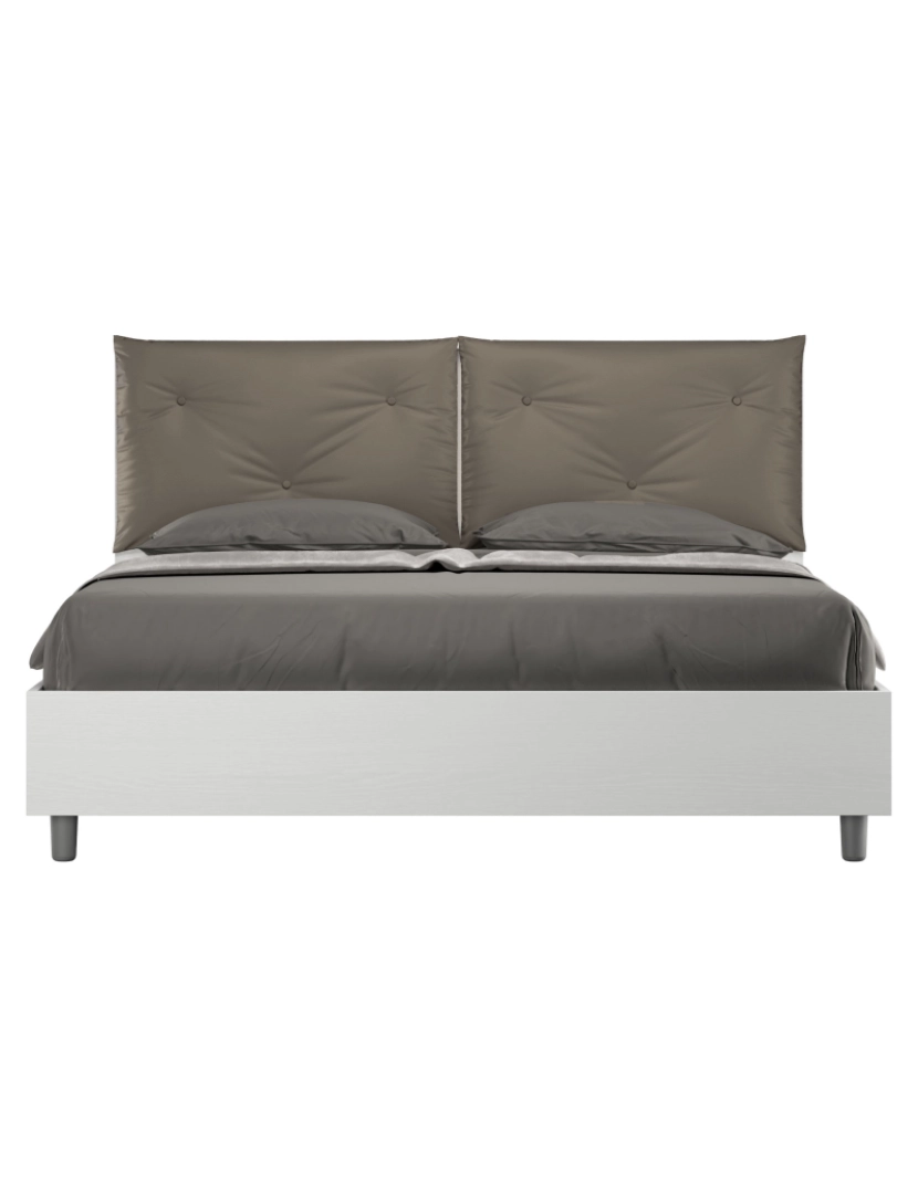 Ityhome - Cama de casal queen size com arrumação 160x190 com almofadas pele sintética cappuccino Egos Appia