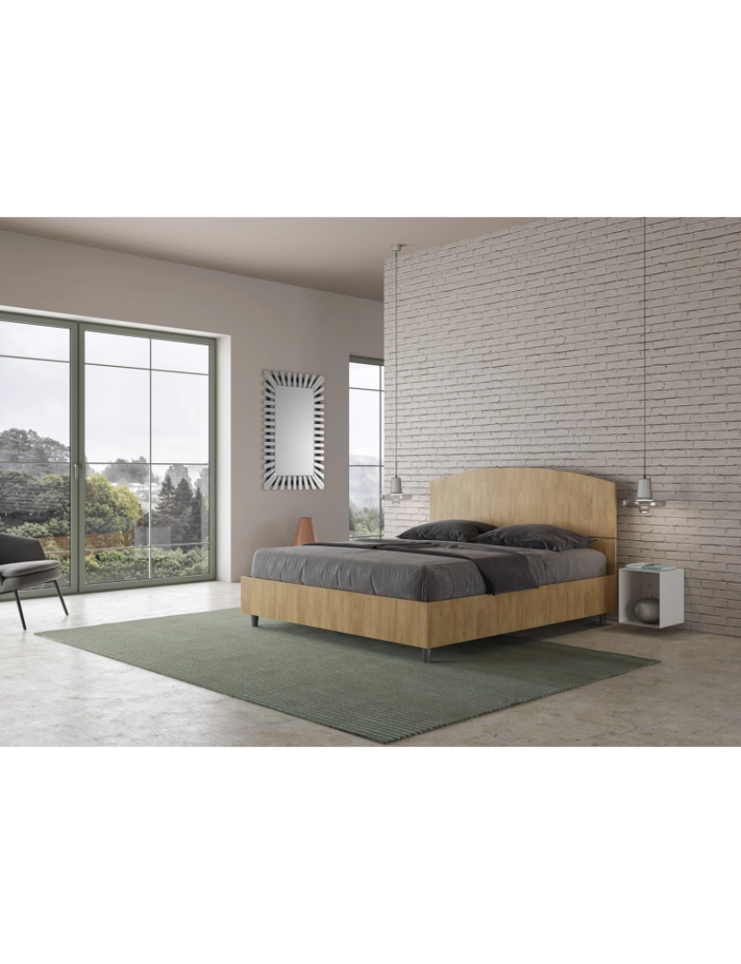 imagem de Cama de casal queen size com arrumação 160x200  carvalho natural Dora3