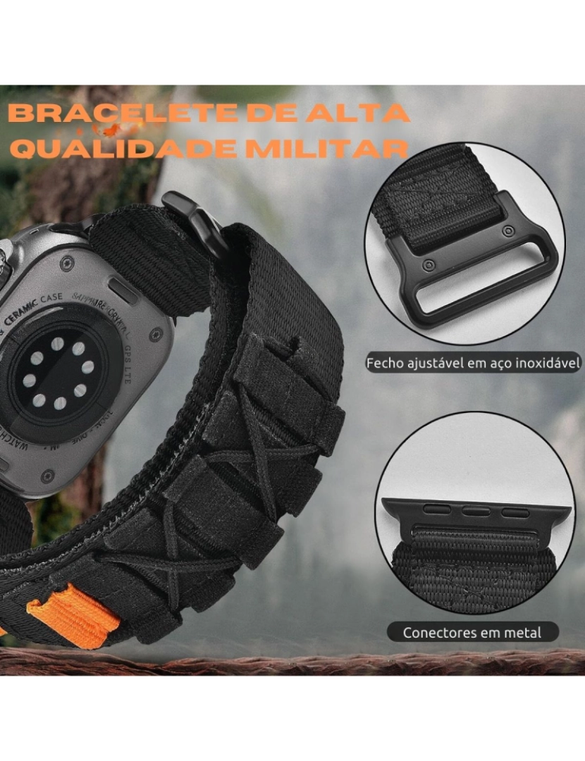 imagem de Bracelete Militar Nylon para Apple Watch Series 8 41mm Preto3