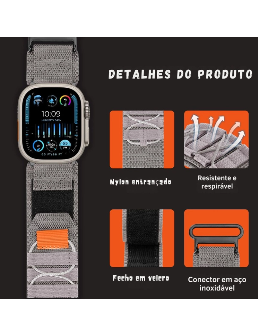 imagem de Bracelete Militar Nylon para Apple Watch Series 3 38mm Cinzento2