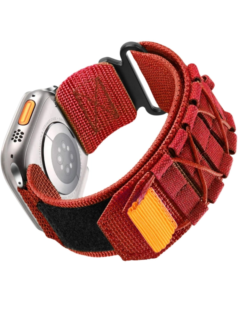 Antiimpacto! - Bracelete Militar Nylon para Apple Watch SE 44mm Vermelho