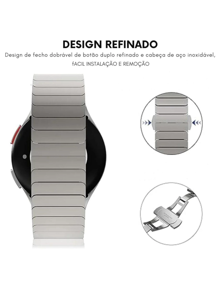 imagem de Bracelete titânio Aço inox para Samsung Galaxy Watch6 44mm cinzento3