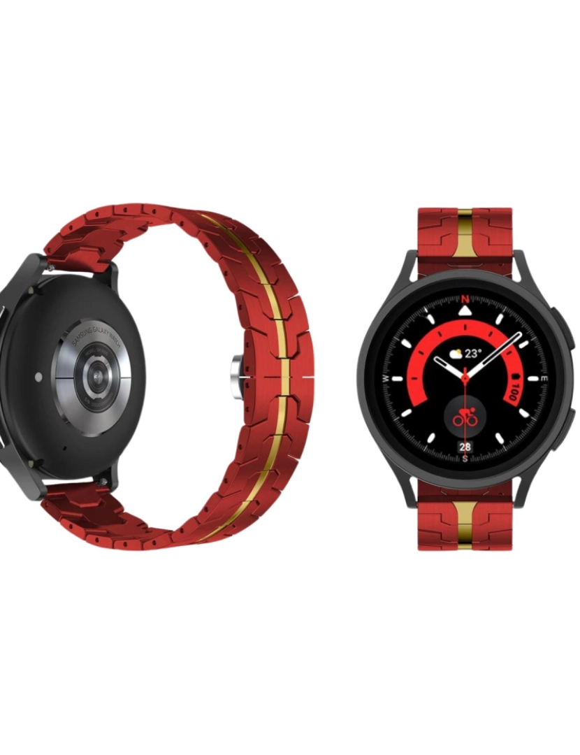 imagem de Bracelete SteelLink para Samsung Galaxy Watch4 40mm Preto e vermelho3