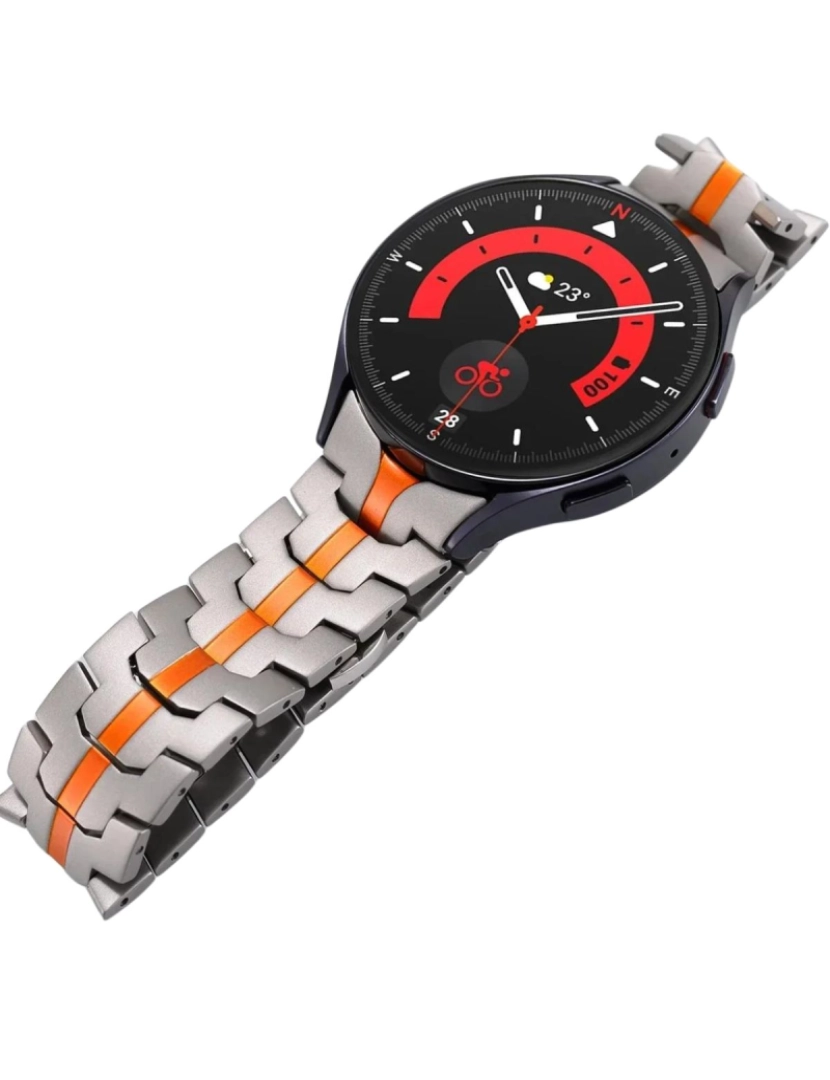 imagem de Bracelete SteelLink para Samsung Galaxy Watch4 40mm Cinzento e laranja3