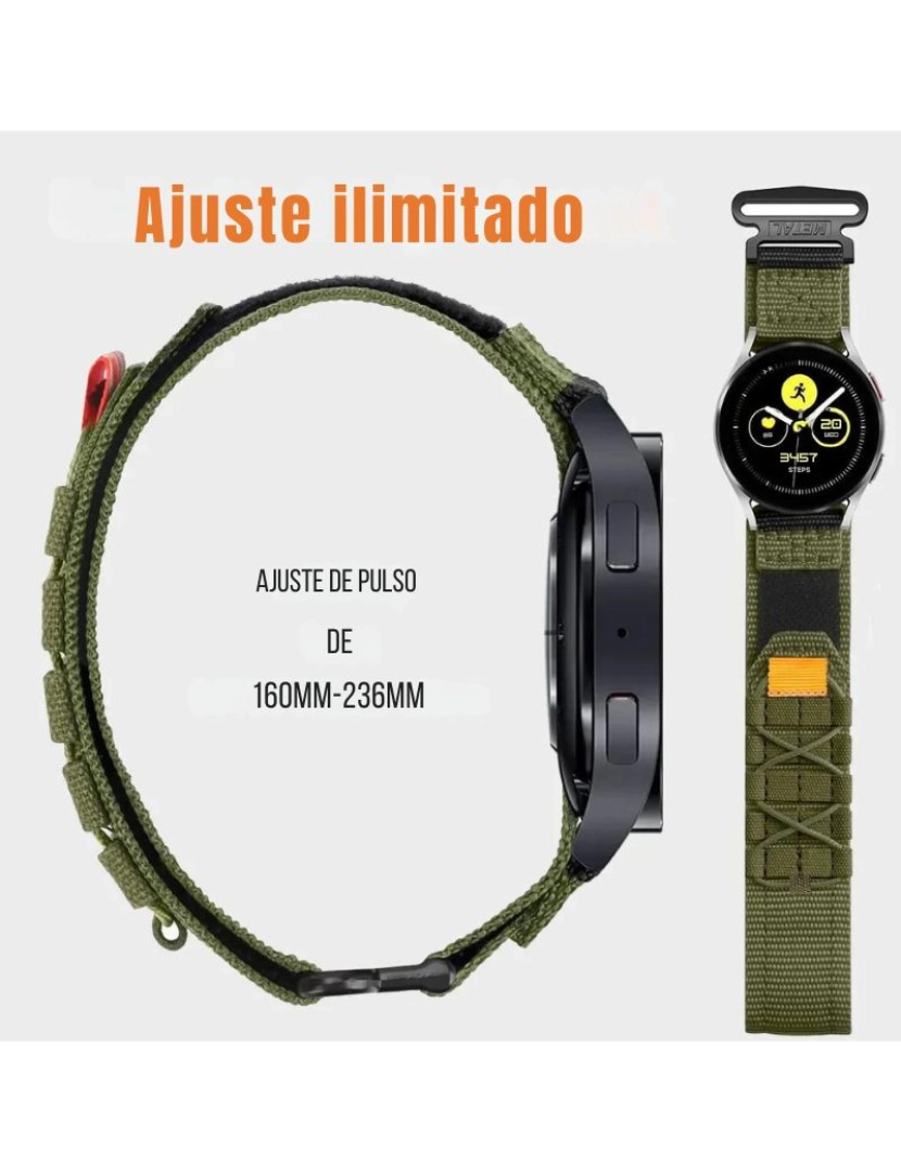 imagem de Bracelete Militar Nylon para Samsung Galaxy Watch5 40mm Verde2