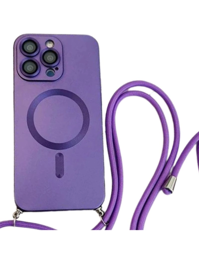 Antiimpacto! - Capa Magsafe com cordão crossbody para Iphone 12 Roxo