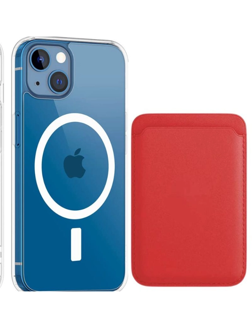 Antiimpacto! - Pack Capa Crystal + carteira Magsafe para Iphone 12 pro Max vermelho