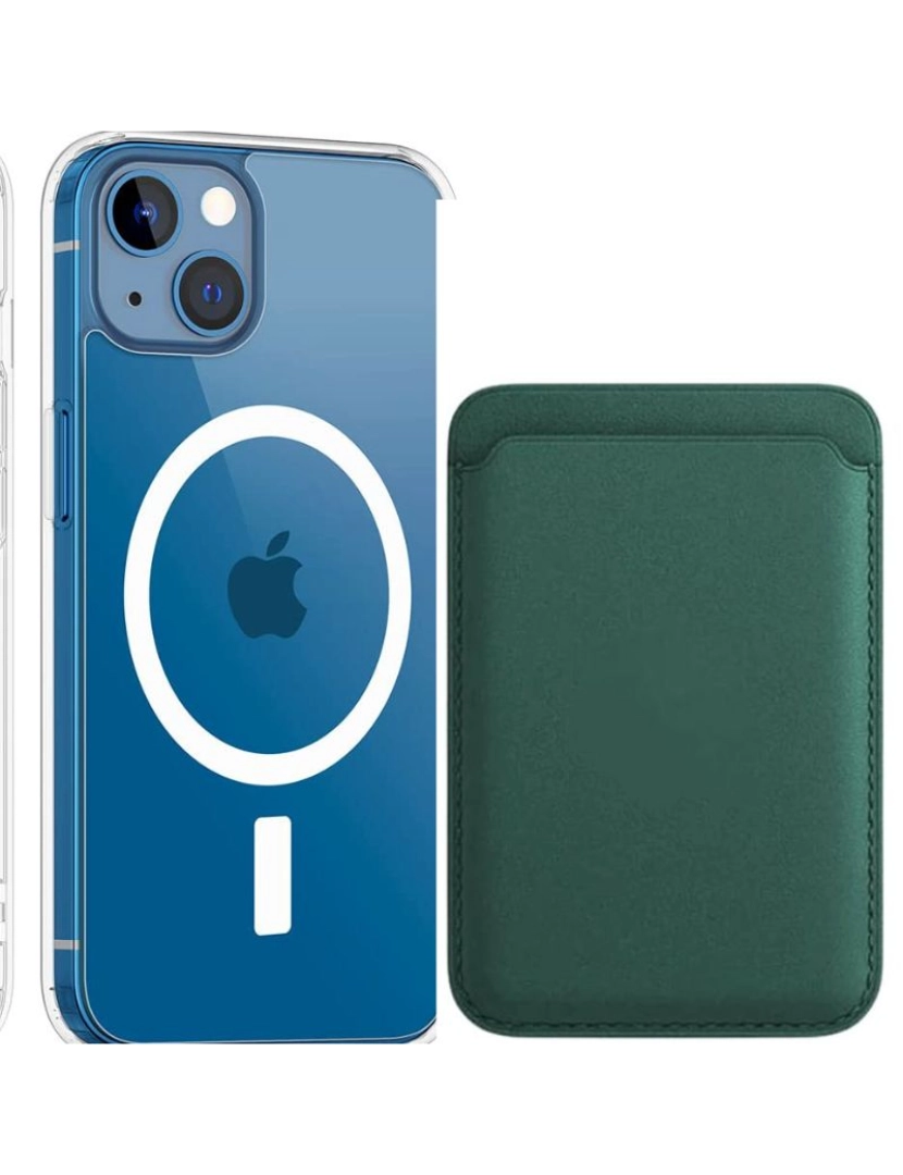 Antiimpacto! - Pack Capa Crystal + carteira Magsafe para Iphone 14 Verde