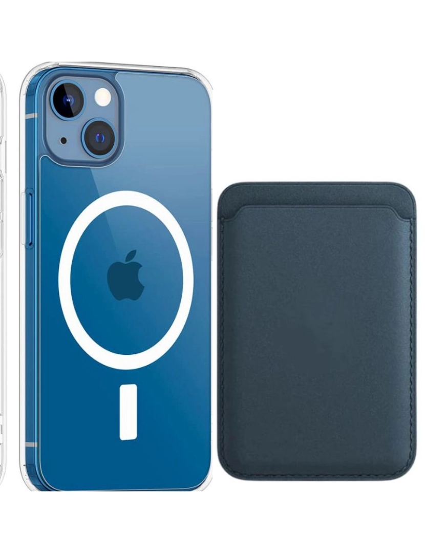 Antiimpacto! - Pack Capa Crystal + carteira Magsafe para Iphone 13 Pro Max Azul