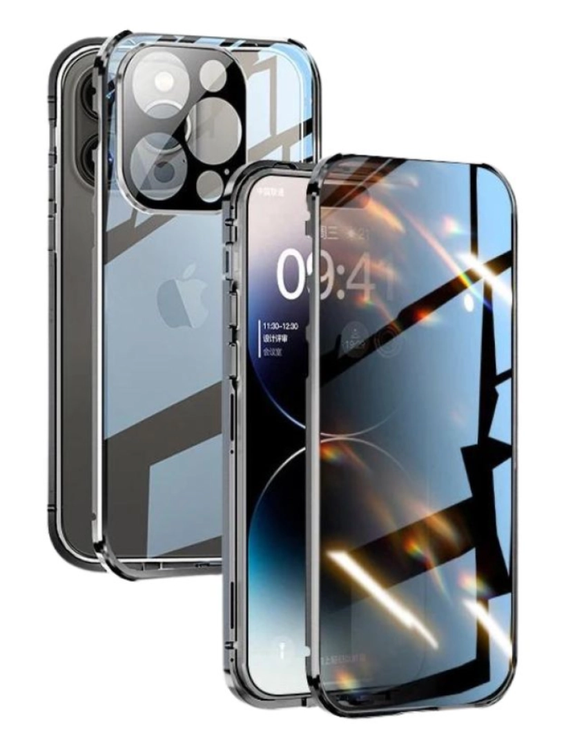 imagem de Capa magnética 360º vidro privacidade ecrã para Iphone 11 Preto2