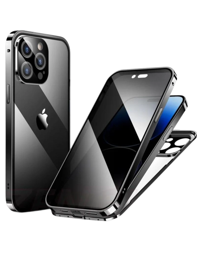 Antiimpacto! - Capa magnética 360º vidro privacidade ecrã para Iphone 11 Pro Max Preto