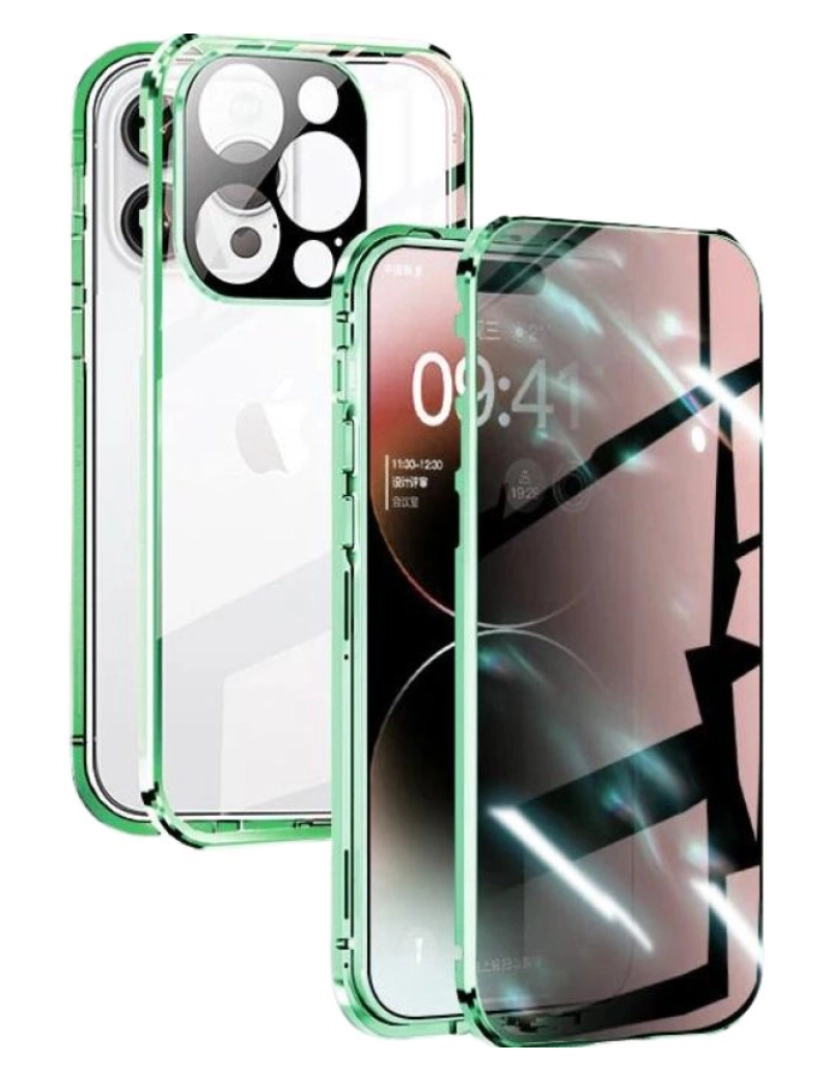 imagem de Capa magnética 360º vidro privacidade ecrã para Iphone 11 Verde2