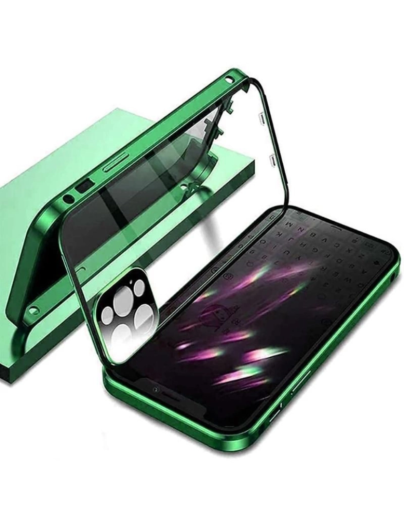 imagem de Capa magnética 360º vidro privacidade ecrã para Iphone 11 Verde3