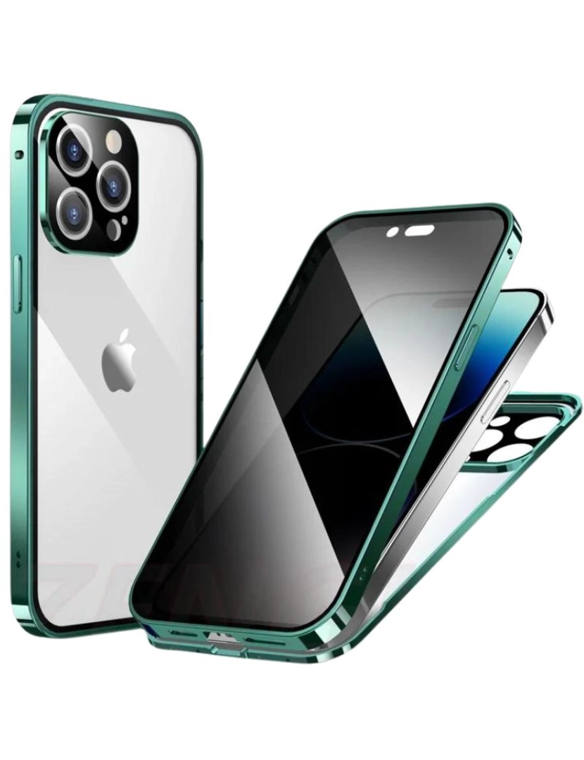 Antiimpacto! - Capa magnética 360º vidro privacidade ecrã para Iphone 13 Pro Max Verde