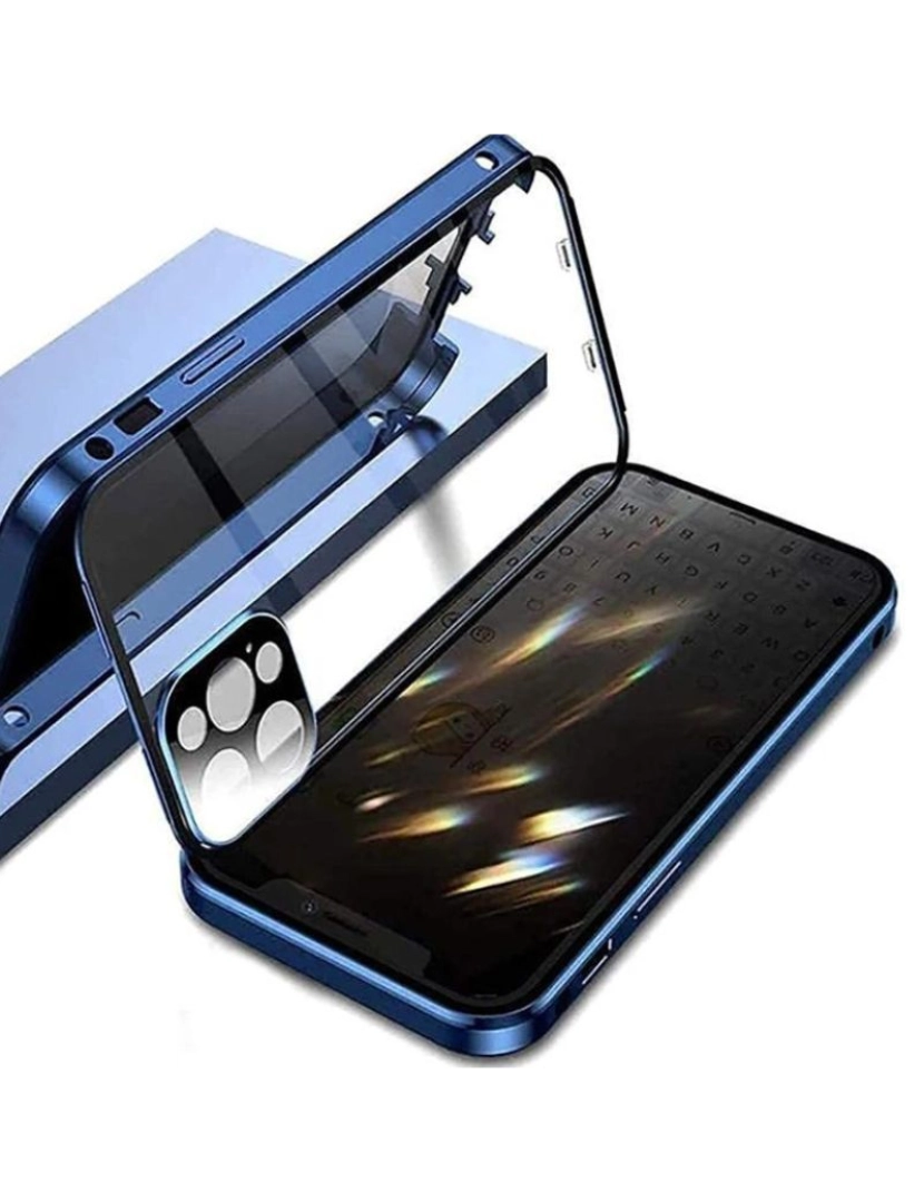 imagem de Capa magnética 360º vidro privacidade ecrã para Iphone 11 Azul3