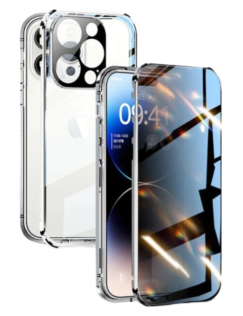 imagem de Capa magnética 360º vidro privacidade ecrã para Iphone 11 Prata2