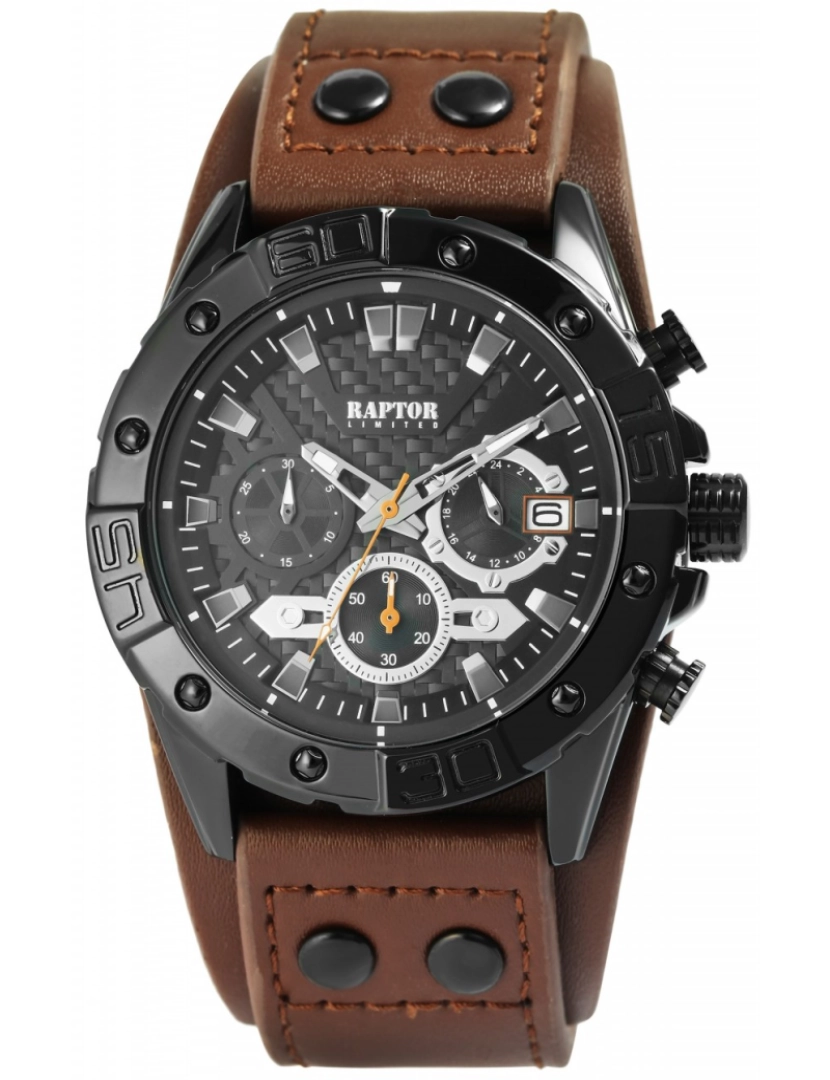 Raptor - Relógio Raptor  Limited Chronograph Homem com Bracelete em Pele Genuína