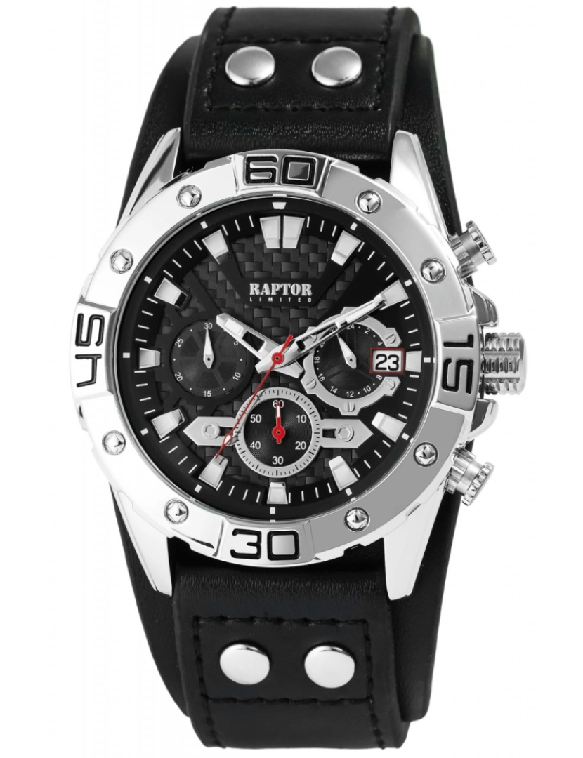 Raptor - Relógio Raptor  Limited Chronograph Homem com Bracelete em Pele Genuína