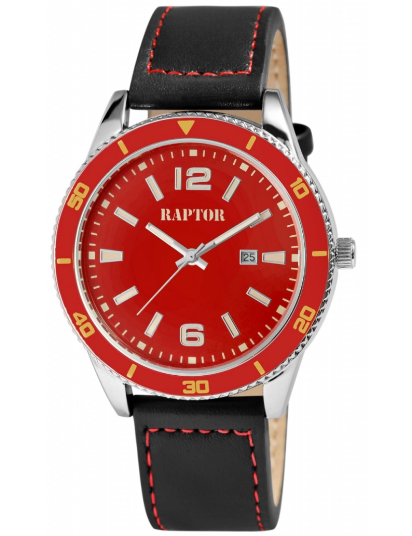 Raptor - Relógio Raptor  Simon Homem com Bracelete em Pele Genuína e Exibição de Data