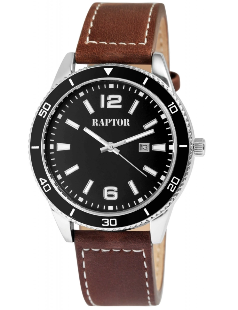 Raptor - Relógio Raptor  Simon Homem com Bracelete em Pele Genuína e Exibição de Data